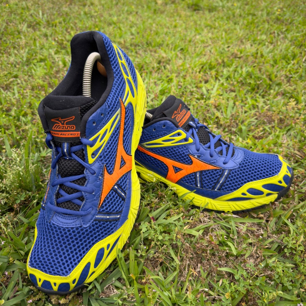 Mizuno Wave Ascend 7 Trail Running Shoes Blue Yellow Orange 8KN-27254 Mens Sz 13